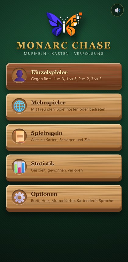 Startbildschirm von Monarc Chase auf dem Handy